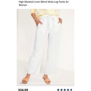 High Waisted Linen Blend Wide-Leg Pants